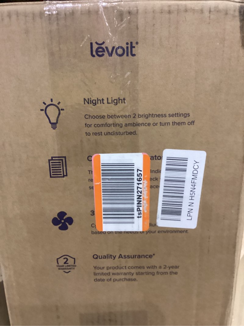 Condition photo showing As Is for LEVOIT Air Purifiers for Home, AHAM VERIFIDE, High-Efficiency Filter for Smoke, Dust, Pollen, and Odors in Bedroom, Office, or Nursery, Optional Night Light, Quiet Operation, LV-H132, White White LV-H132