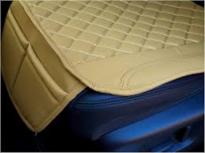 BREMER SITZBEZÜGE Seat Cover Faux Leather Caramel Beige with Beige Stitching Compatible with Toyota Corolla E14 Seat Covers Car Seat Cushion OT405