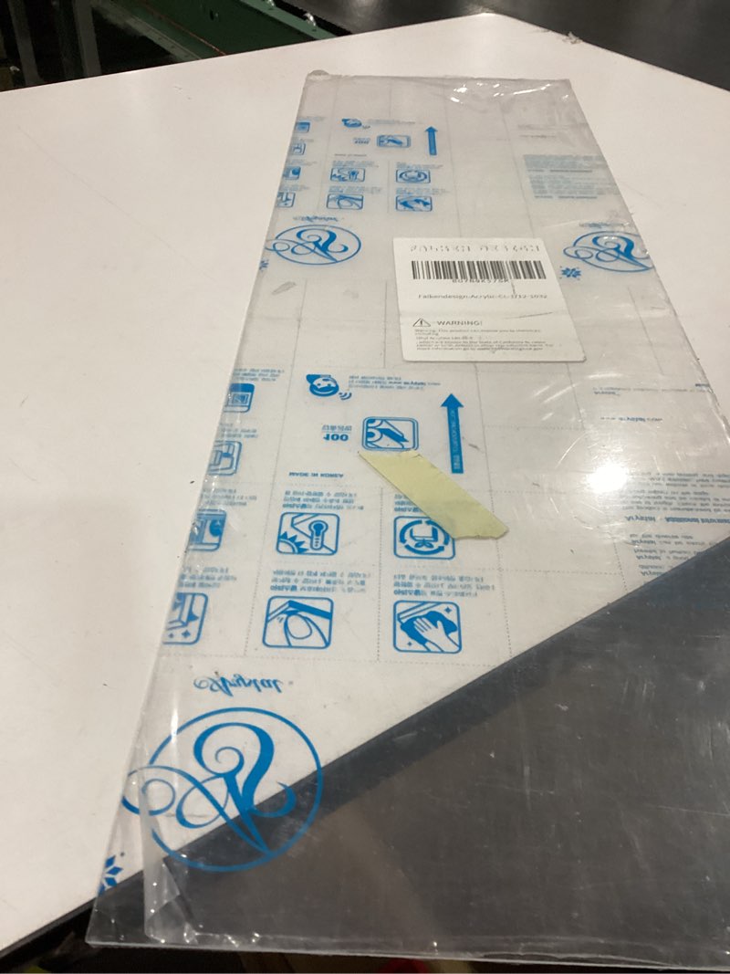 Condition photo showing As Is for Falken Design Clear Acrylic Sheets - 10" x 32" - 1/12" Thick Plexiglass Sheets for DIY Projects, Picture Frames, and Sign Displays - Versatile, Durable & Shatterproof Plastic Sheet