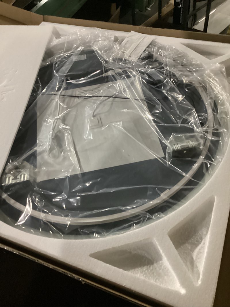 Condition photo showing New/Like New for STARLEAD 32" LED-Bathroom-Mirror-with-Lights, Wall-Mounted with Bluetooth Speaker, Anti-Fog, 3 Color Temperature, Dimmable Brightness, IP65 Waterproof, Tempered Glass, Frontlit & Backlit, Round Silver-round 32"L x 32"W