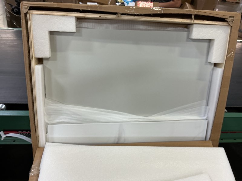 Condition photo showing New/Like New for allen + roth 48-in w x 34-in d x 78-in h carrara white 9-piece glue up alcove shower wall surround