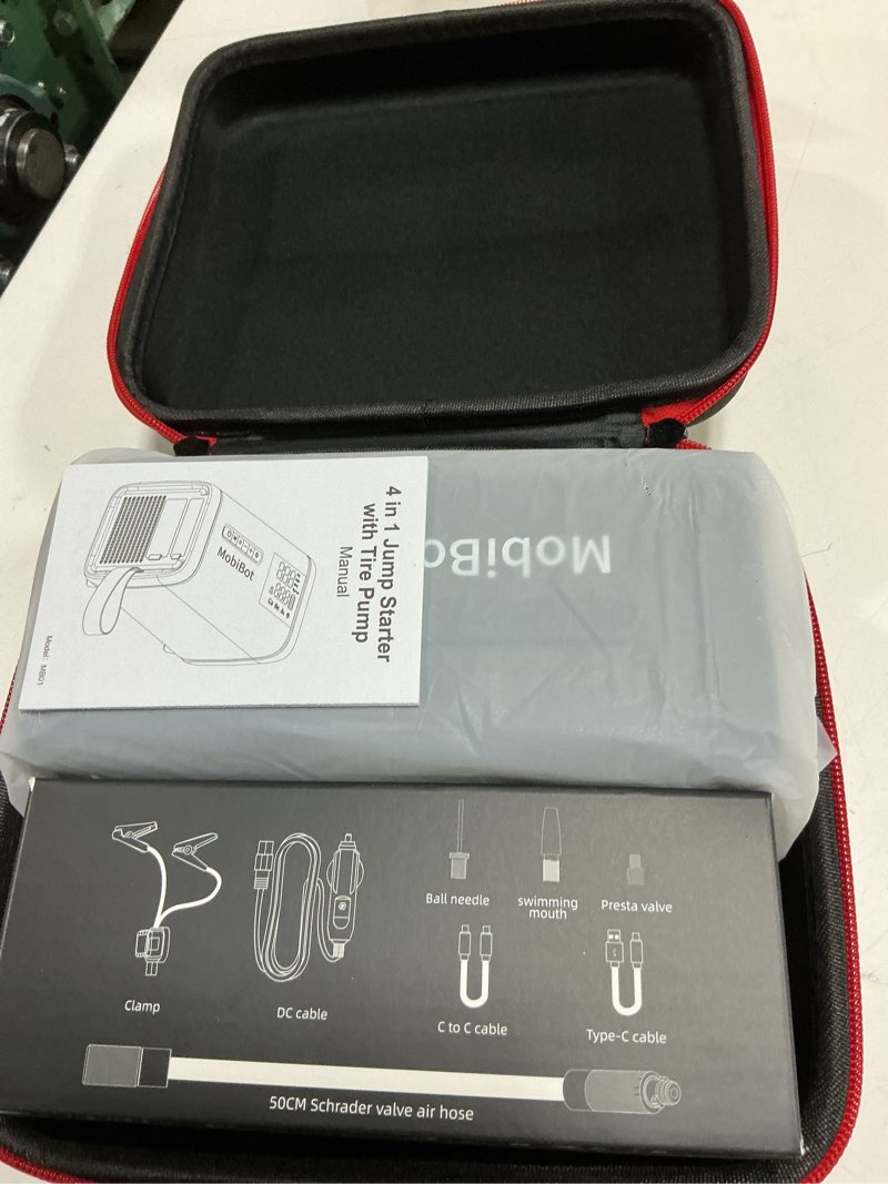 Condition photo showing Good Condition for 4000a jump starter with air compressor,74wh battery jumper starter portable with led display,12v 4-in-1 jump box pack (10l gas/ 6l diesel) with 160psi tire inflator, led light, jumper cables