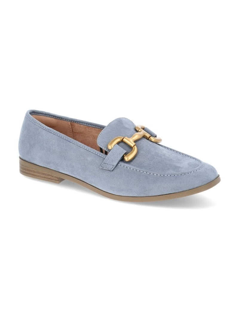 Time and Tru Women's Faux Leather Buckle Loafers, Size 8.5