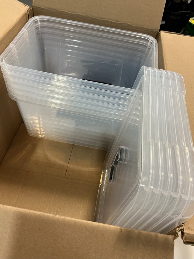 Condition photo showing New/Like New for 19 Quart Plastic Storage Bins with Lids, 6-Pack Stackable Clear Storage Organizing Box with Handle 19 QT
