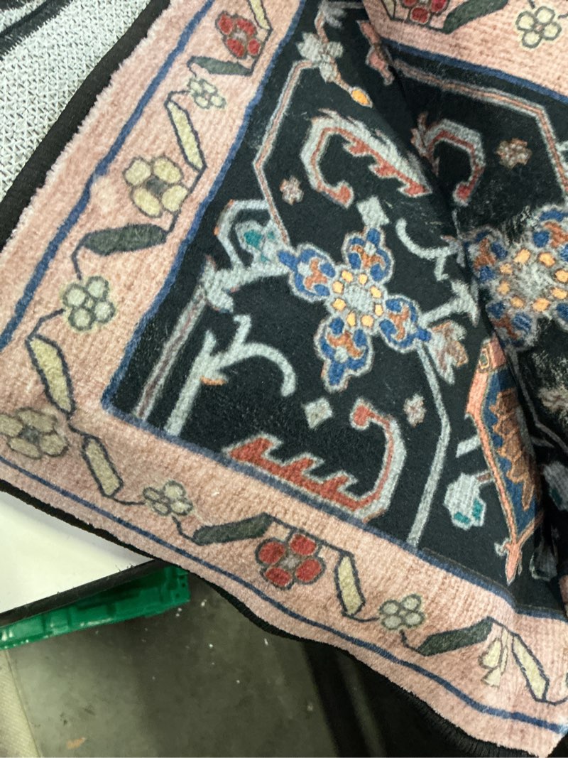Condition photo showing Good Condition for releany area rugs 5'x7' washable non-slip, floral vintage distress medallion carpet for living room bedroom dining room, black colorful floral dark tan black/colorful 5' x 7' (rectangular)