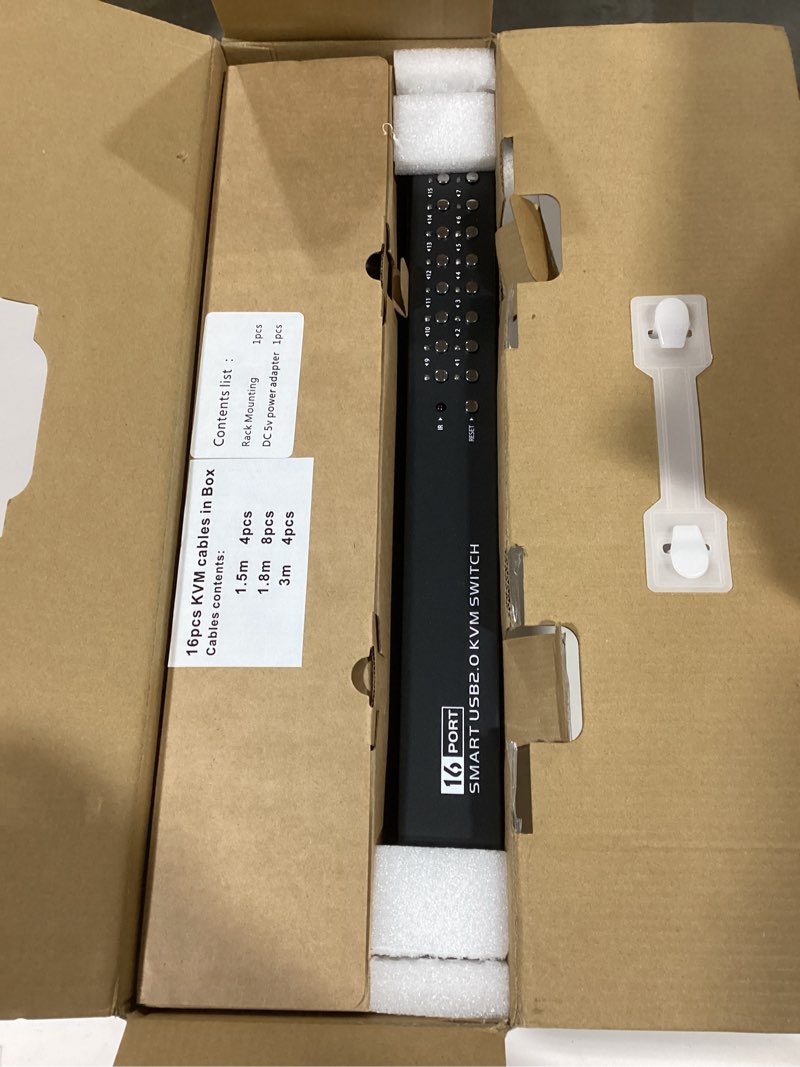 Condition photo showing Good Condition for MT-VIKI 16 Port KVM Switch, 16X1 Rackmount KVM Switch VGA, Included 16 KVM Cables & IR Remote, Fit 1U 19'' Rack 16 port KVM VGA