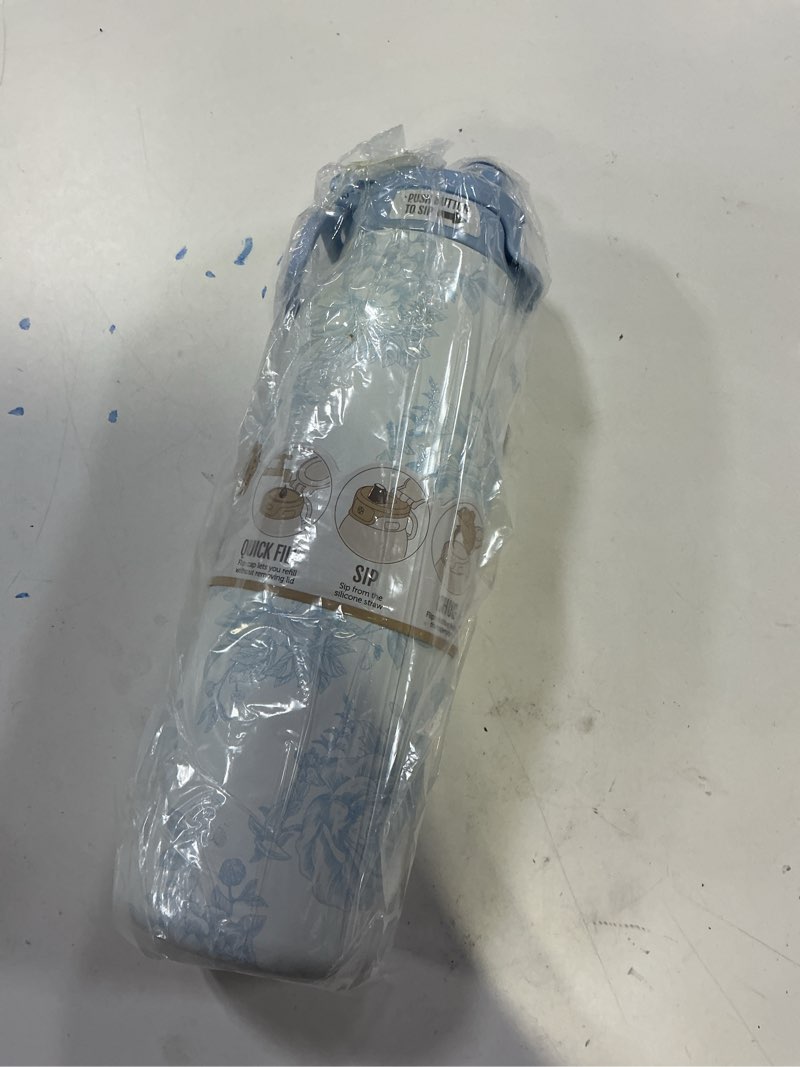 Condition photo showing New/Like New for Ello Pop & Fill Stainless Steel Water Bottle with Quick Fill Technology, Double Walled Vacuum Insulated Metal, Leak Proof Locking Lid, Sip & Chug, BPA Free, Holiday Gift for Him Her, 22oz, 32oz, 40oz 32oz Porcelain Rose