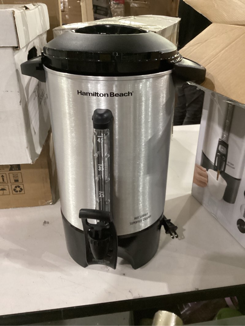 Condition photo showing As Is for not tested ***hamilton beach 45 cup coffee urn and hot beverage dispenser, silver (40519)