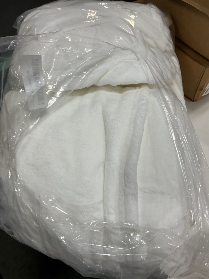 Condition photo showing As Is for ultra soft fleece blanket twin size - flannel fleece luxury twin blanket - lightweight for couch bed chair - thick, warm and breathable - all season cozy fuzzy, anti-static microplush bedding, white 08 - white twin (60" x 80")