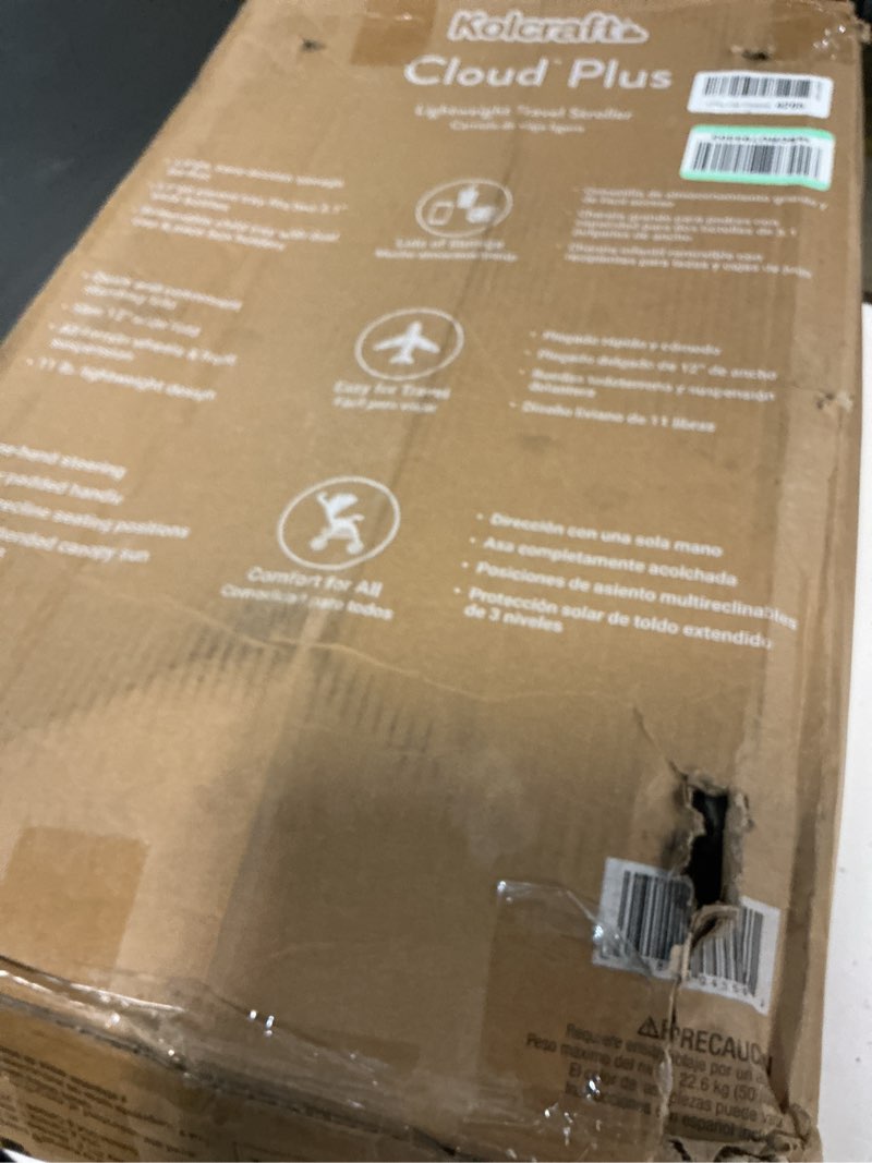 Condition photo showing Good Condition for kolcraft cloud plus lightweight umbrella stroller for toddlers with reclining seat, large storage basket, canopy, infant & parent trays, compact fold for summer travel, durable frame, slate gray slate gray (wheel color may vary)