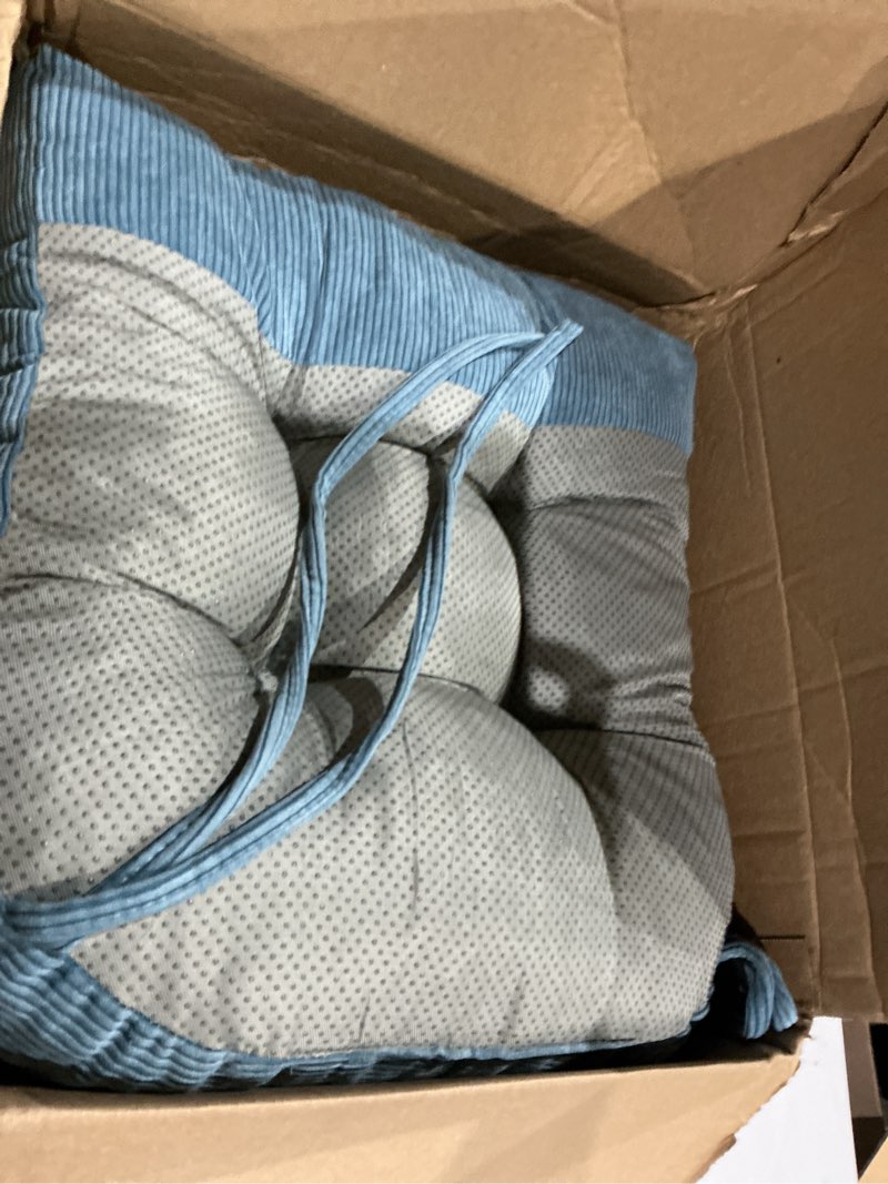 Condition photo showing Good Condition for 2 pcs indoor dining chair cushions kitchen pads ties tufted light blue