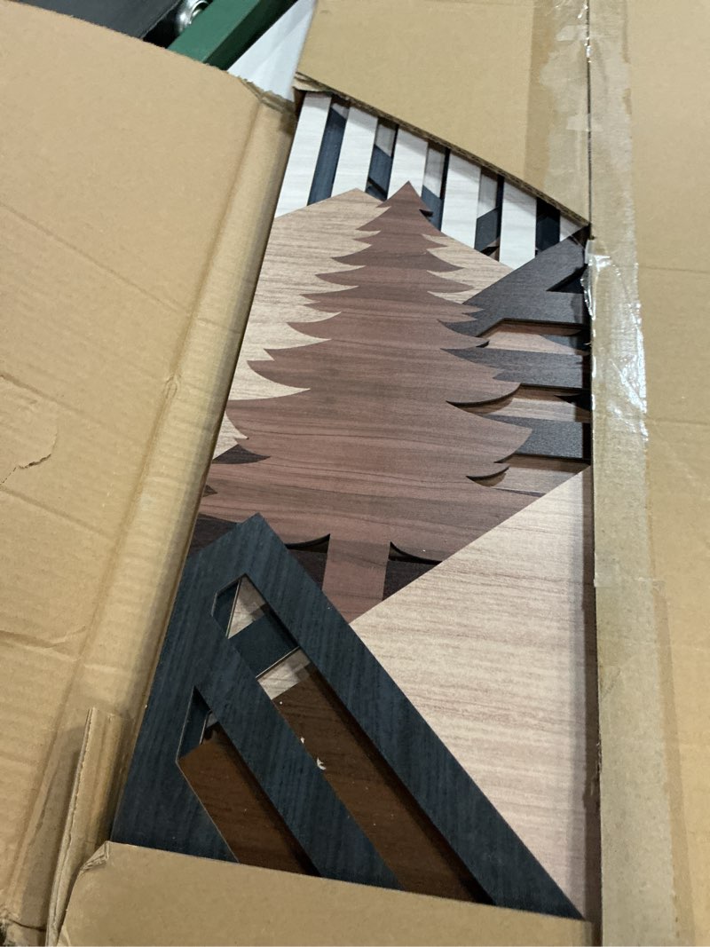 Condition photo showing Good Condition for iarttop large boho wooden wall art 16x32 inch framed mid century modern wood wall decor minimalist modern bohemian decor for dining room living room bedroom set of 3 16 x 32 inches boho geometric