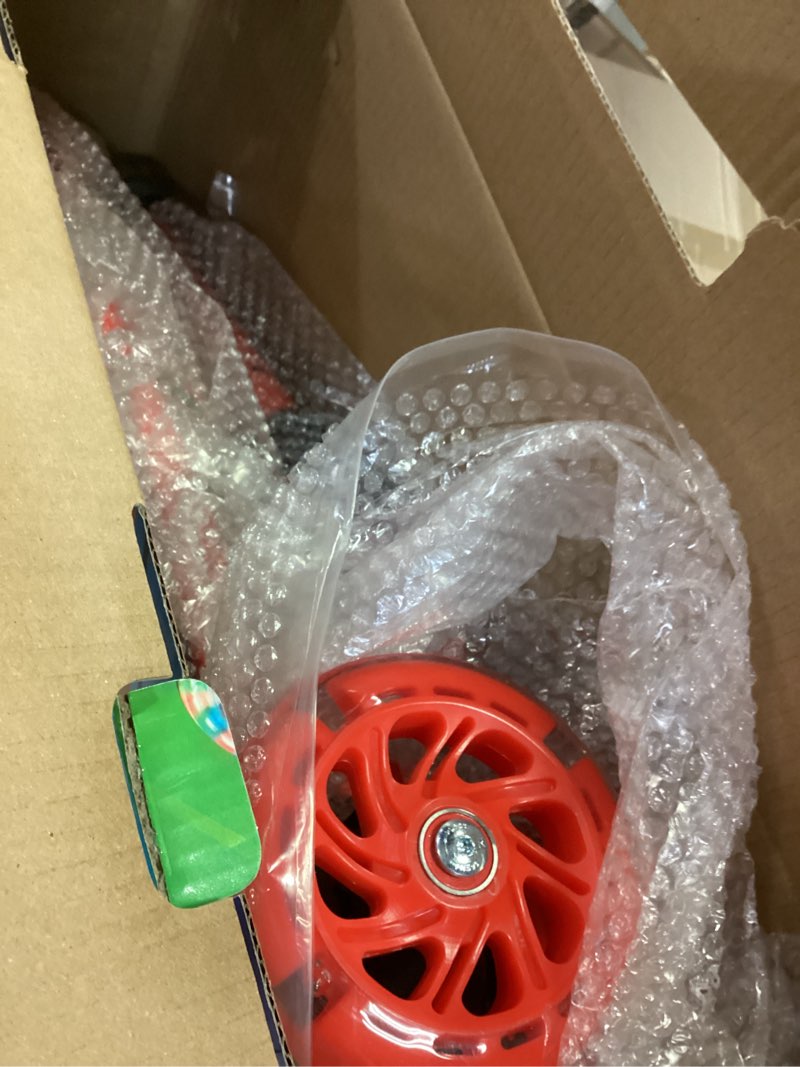 Condition photo showing Good Condition for Red Mini 3 Wheel Scooter for Kids – Lean-to-Steer with LED Light-Up Wheels, Adjustable Handlebar, Wide Anti-Slip Deck, Smooth PU Wheels, Rear Foot Brake – Toddler Scooter for Ages 2+