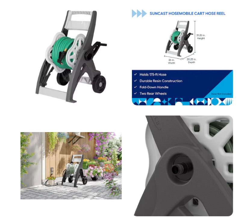 Suncast Hosemobile Plastic 175-ft Cart Hose Reel