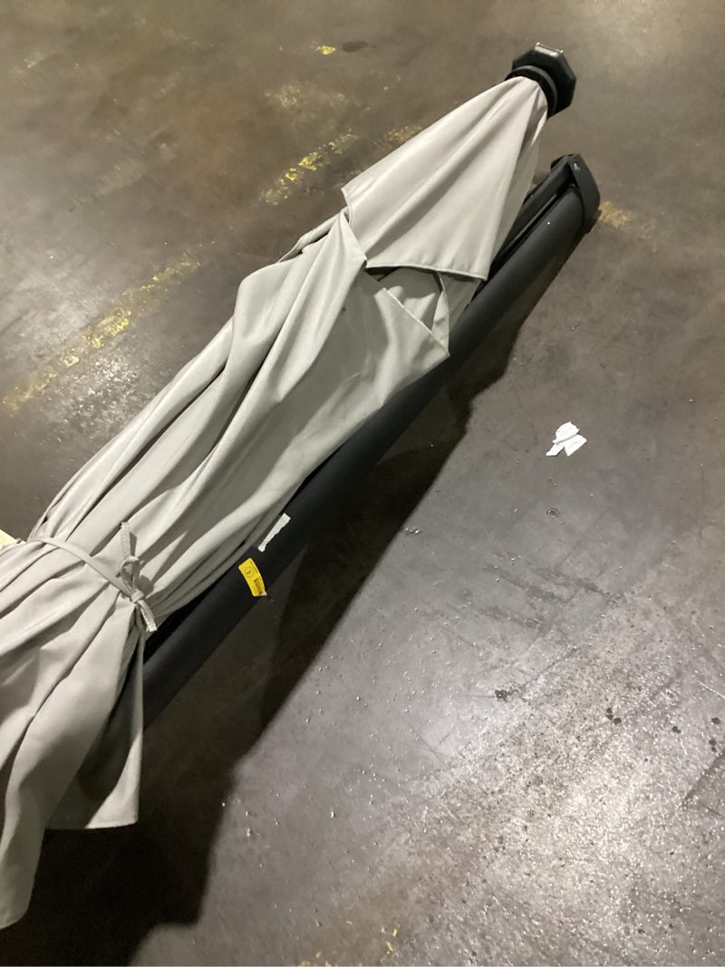 Condition photo showing Good Condition for 10-ft aluminum gray crank cantilever patio umbrella with lights with base