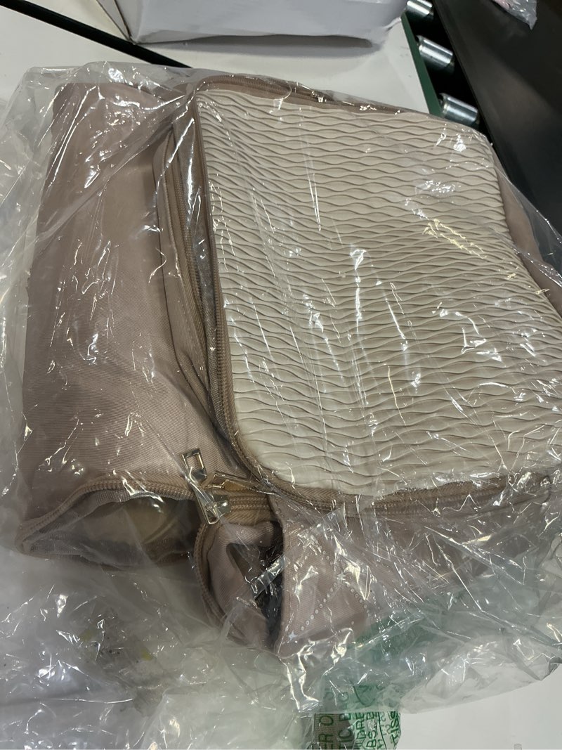 Condition photo showing Good Condition for Stylish Baby Diaper Bag, Baby Bag with Changing Pad, Pacifier Case& Stroller Straps, Large Diaper Backpack Boy Girl, Water Resistant Travel Diaper Backpack for Mom Dad Beige Large