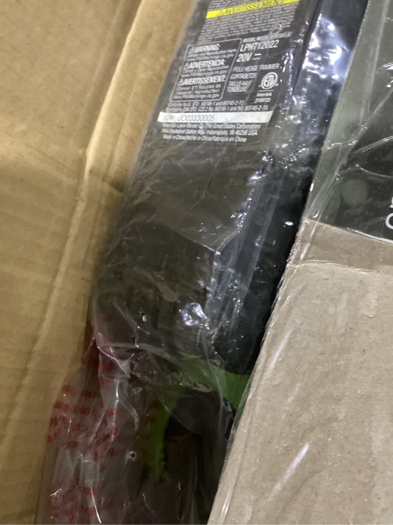 Condition photo showing As Is for earthwise lpht12022 20  cordless electric 20 volt pole hedge trimmer (2ah battery and charger include)