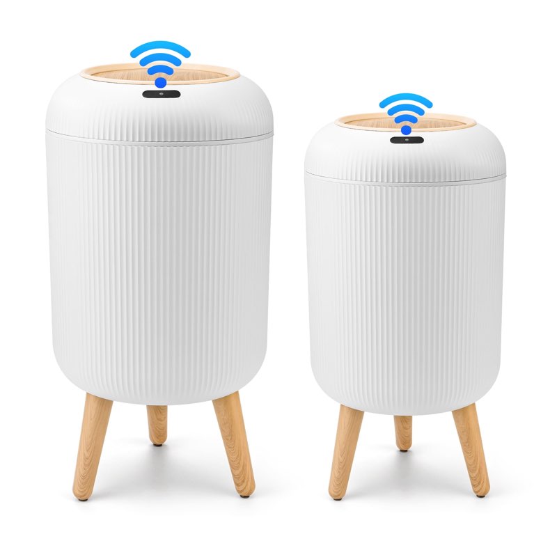 SUSTEAS 2 Pack Automatic Trash Can 12L /3 Gallon and 10L /2.64 Gallon Bathroom Trash Bin with Lid Touchless Small Smart Motion Sensor Garbage Cans for Kitchen, Bathroom,Living Room and Bedroom