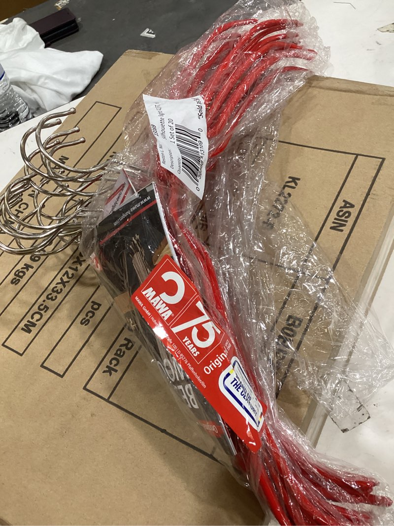 Condition photo showing Good Condition for mawa reston lloyd silhouette ultra-thin series, non-slip space saving shirt hanger, style 42/ft, pack of 20, red, 20 piece red pack of 20