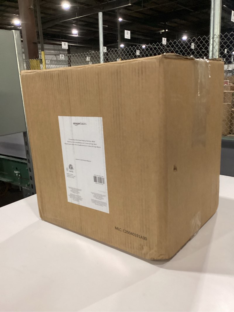 Condition photo showing As Is for USED Amazon Basics Programmable Bread Maker, 2 Pound Non-Stick Automatic Bread Making Machine, 14 Setting