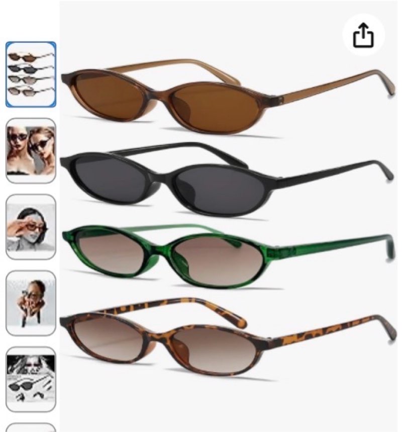 MIYYA set of 4 oval-frame sunglasses in pink, green, black, and orange (similar to stock photo)