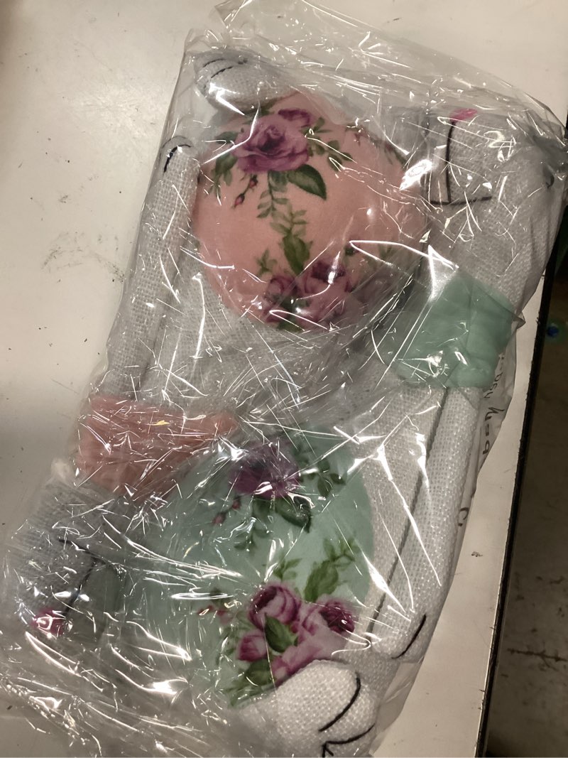 Condition photo showing New/Like New for easter bunny gnome decorations with big ears - adorable festive spring rabbit tiered tray and home decor, easter table centerpiece for home, valentine's day gift for kids, adults, set of 2