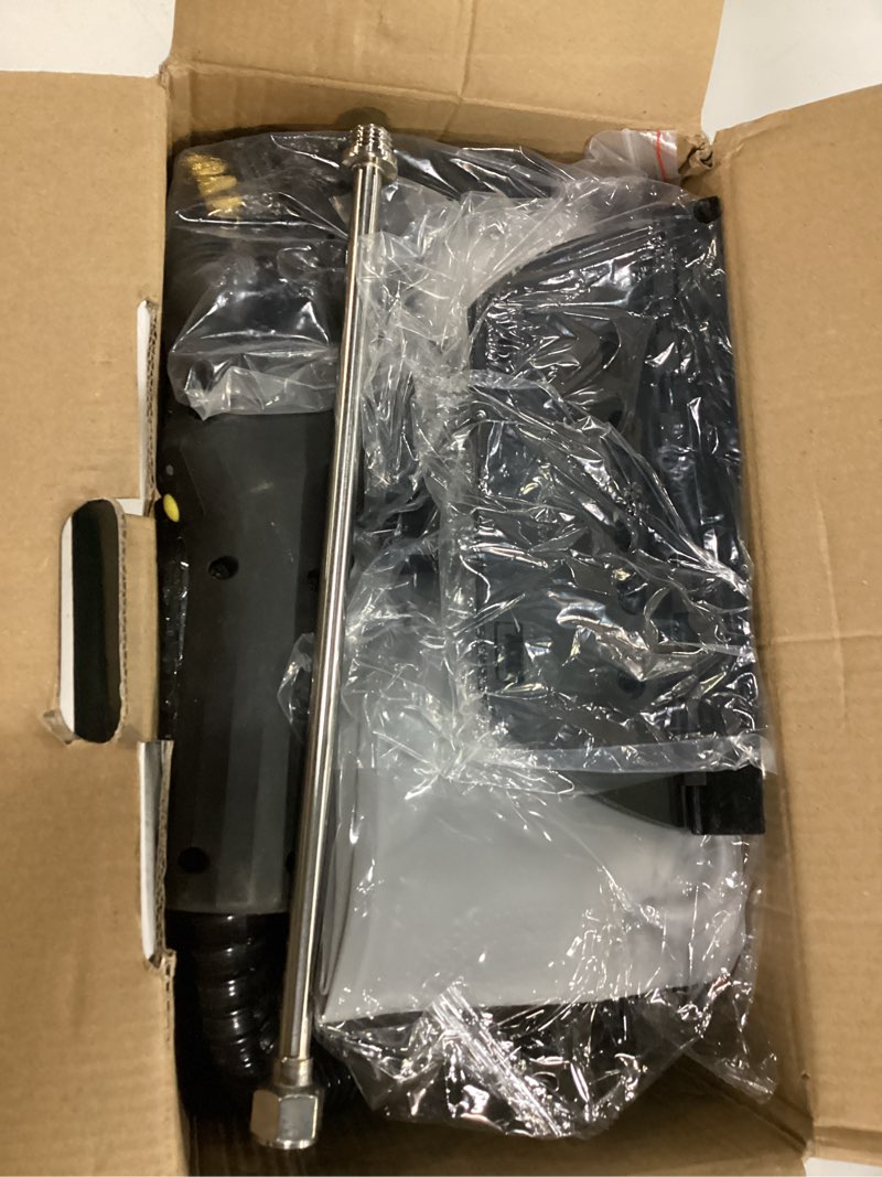 Condition photo showing As Is for steam cleaner,15s heat-up,1.6l tank,3-level adjustable handle,2500w steamer for cleaning,portable steamer for cleaning with 16pcs accessories,steam cleaner for home,grout,tile,couch,car,dirt,grease yellow+black