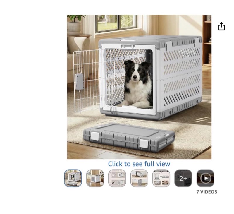 collapsible dog crate for large/medium dogs - 36\" l foldable dog cage no-tool assembly, travel dog crate with 2 wheels - easy to carry, space-saving, indoor outdoor use, 36.4\"(l) x22.84(w) 25.8\"(h)