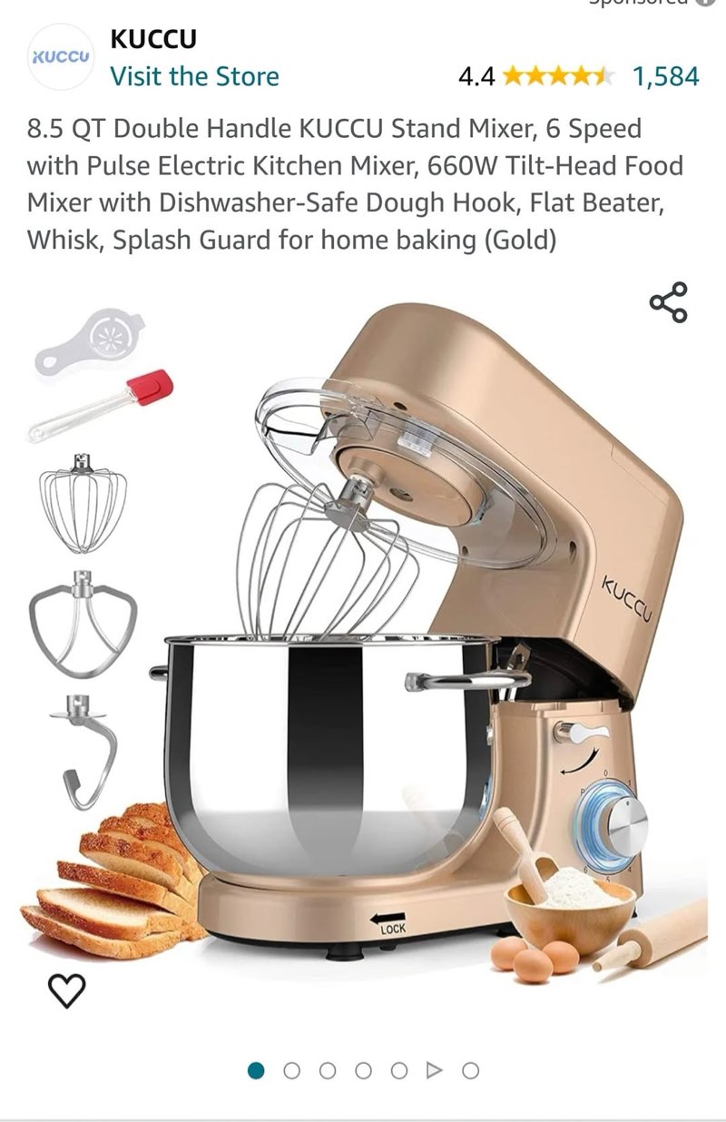 8.4QT Commercial Stand Mixer 800W with NSF Certified and Aluminum Die Casting, Mixers Kitchen Electric Stand Mixer Metal Food Mixer with Stainless Steel 8L Bowl, Dough Hook, Whisk and Beater