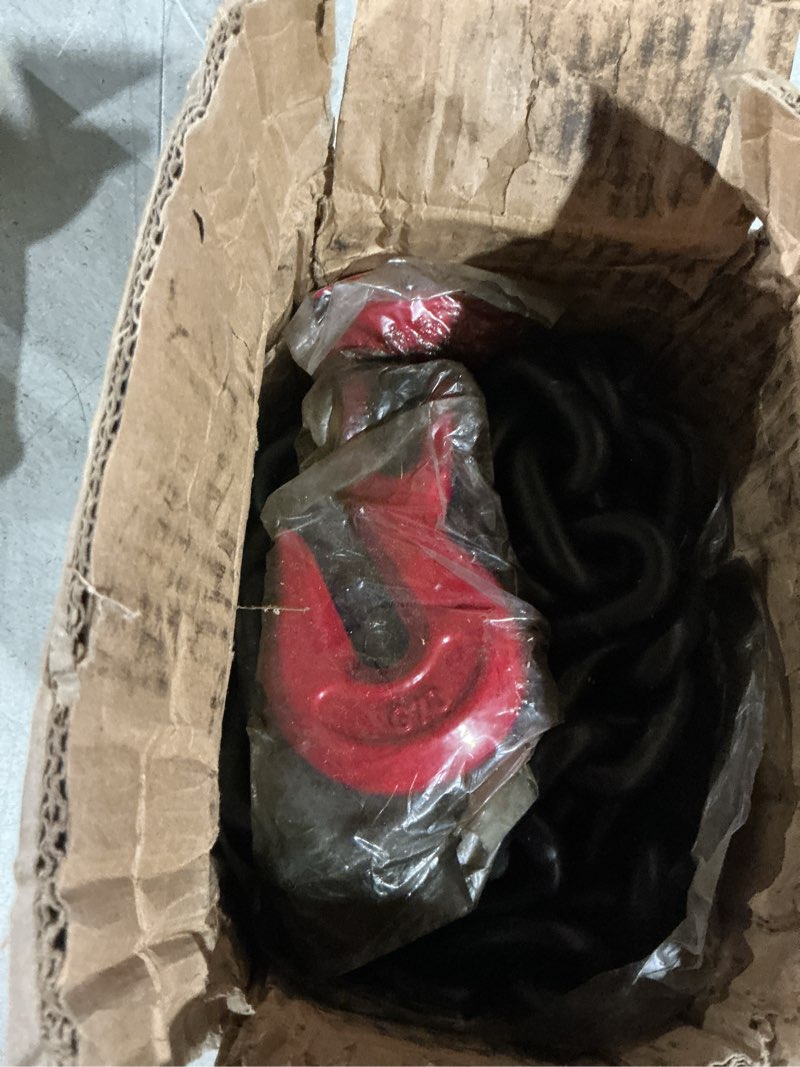 Condition photo showing As Is for g80 binder/safety chain 3/8 inch x 10 foot transport binder chain with clevis grab hooks 7,100 lbs safe working load logging chain for transporting towing tie down binding equipment 3/8 inch x 10ft (black)