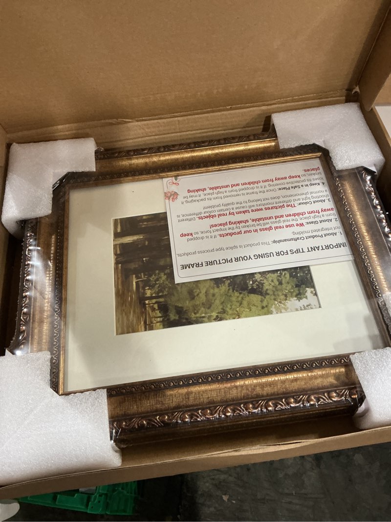 Condition photo showing New/Like New for 8x10 Antique Bronze Vintage Picture Frame, Ornate Vintage Picture Frames for Wall or Tabletop Display, 8x10 Photo Frame with Real Glass, Display Poster 5x7 with Mat or 8 x 10 without Mat for Antique Decor
