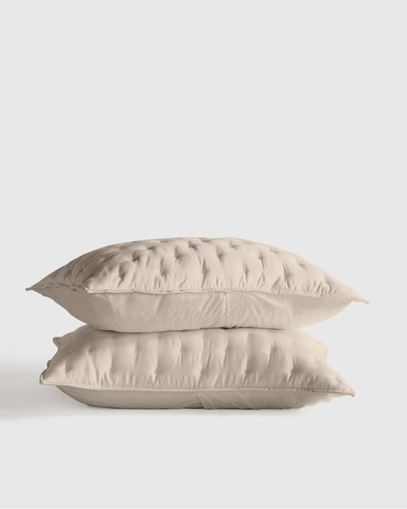 quince bamboo dream quilted sham set standard sand 