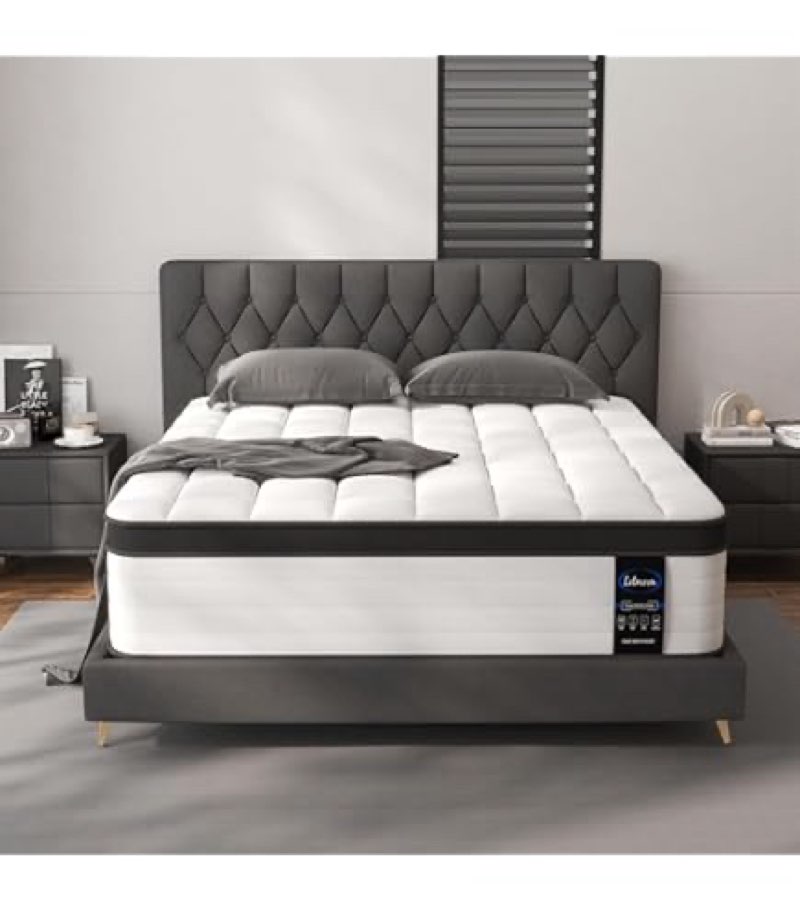 LETMOON Queen Size Mattresses, 16 Inch Hybrid Queen Mattress in a Box, Medium Firm, Memory Foam and 