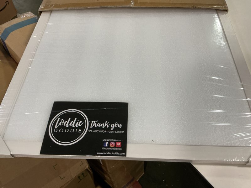 Condition photo showing As Is for Loddie Doddie - Erase Board, Dry Erase Board for Wall, Magnetic Board with Built-in Marker Tray, Erase Board for Wall with White Frame, 24 inches x 36 inches 24x36 White Frame