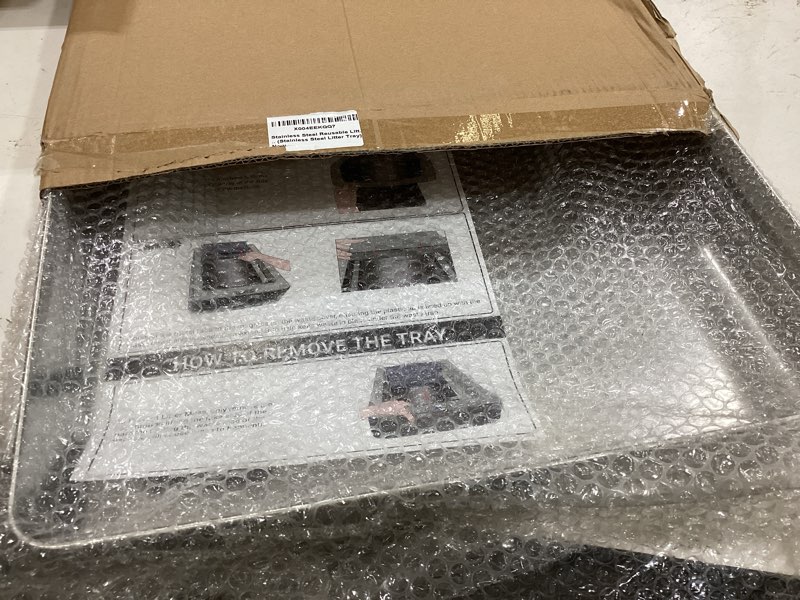 Condition photo showing Good Condition for stainless steel reusable litter tray compatible with petsafe scoop-free self-cleaning cat litter boxes - never absorbs odor, stains, or rusts (stainless steel litter tray) standard