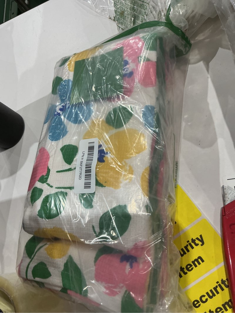 Condition photo showing Good Condition for kate spade new york painterly bouquet & bold painterly stripe kitchen towels 6-pack set, absorbent 100% cotton, pink/green/blue, 17"x28"