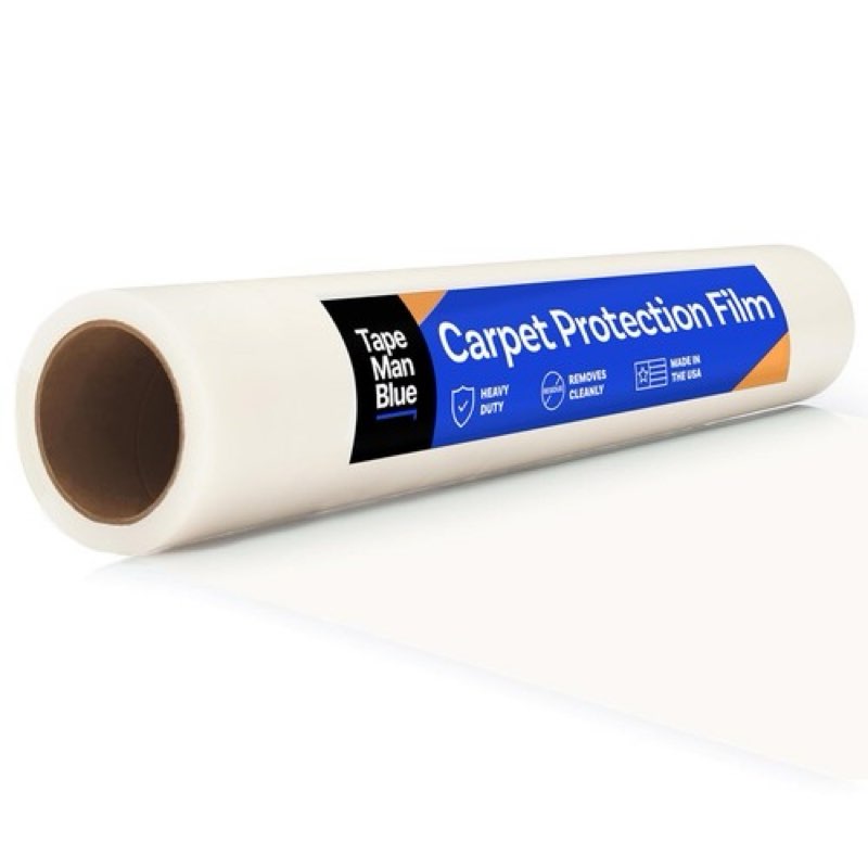 TapeManBlue Carpet Protection Film 24" x 200' roll. Made in The USA. Clear