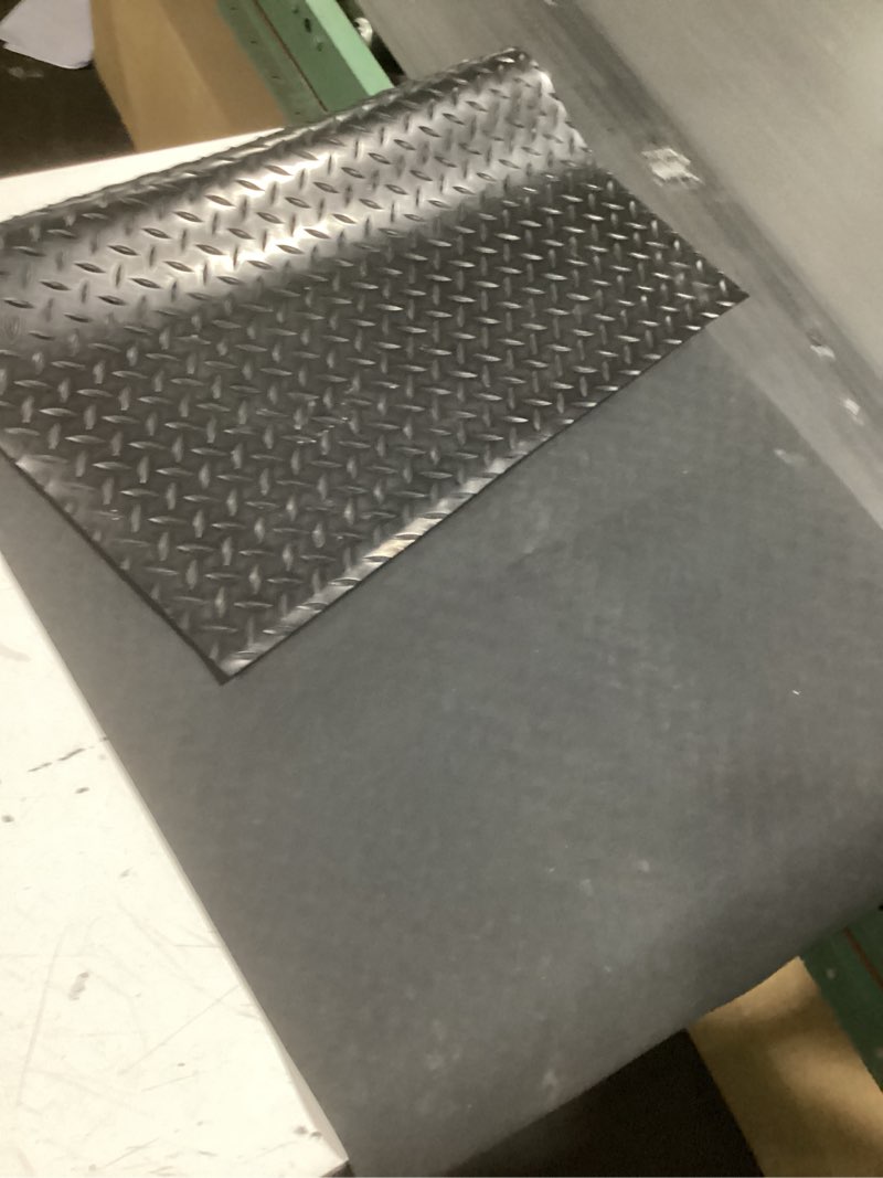 Condition photo showing Good Condition for seal 4 x 6 ft premium garage floor mat 2.5mm thickness black commercial-grade heavy duty parking mats for garage floors, rv trailer flooring, garage floor mats for under car (embossed diamond plate)