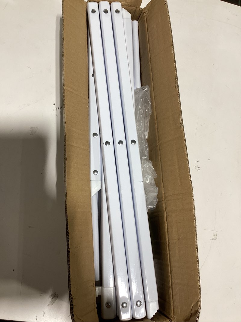 Condition photo showing Good Condition for foldable drying rack clothing, 3-tier portable clothes drying racks for indoor & outdoor, anti-rust compact laundry rack collapsible, white 29" d x 14" w x 41" h white 29"d x 14"w x 41"h