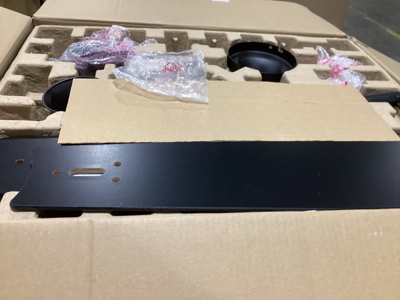 Condition photo showing As Is for Harbor Breeze Lynnpark 52-in Matte Black with Matte Black/Teak Blades Color-Changing LED