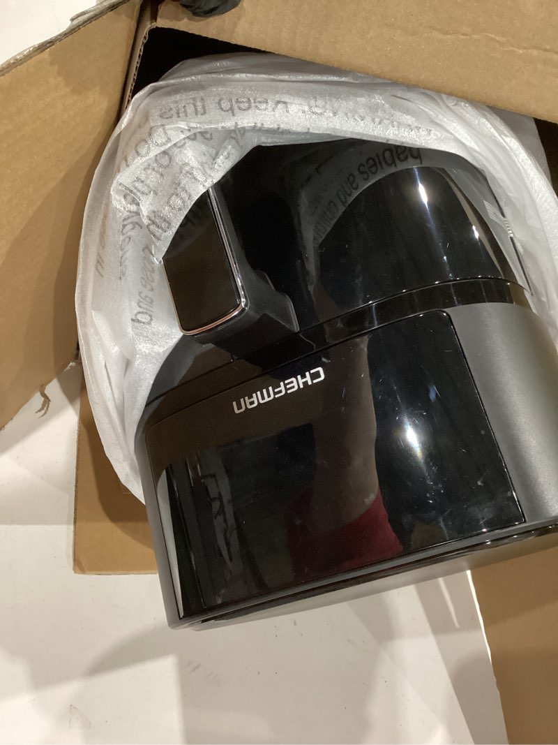 Condition photo showing Good Condition for chefman air fryer – 4 qt compact airfryer for quick & easy meals, features hi-fry technology for extra crisp, easy-view window, touch controls with 4 presets, nonstick & dishwasher safe basket - black 4 quart with easy view window