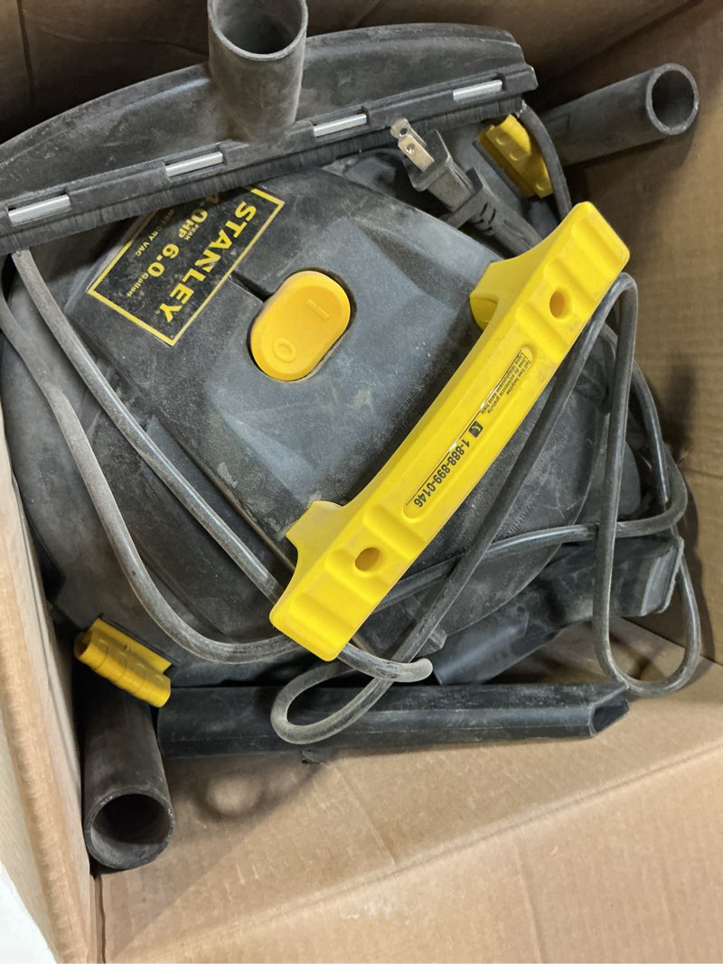Condition photo showing As Is for stanley - sl18116p wet/dry vacuum, 6 gallon, 4 horsepower black black 6 gallon, 4.0 hp ac wet/dry vacuum