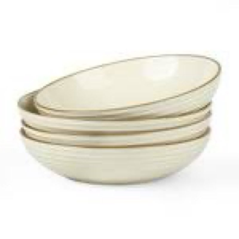 Kellison Latitude Run Stoneware 30oz Large Pasta Bowl (Set of 4) Color: Vanilla White