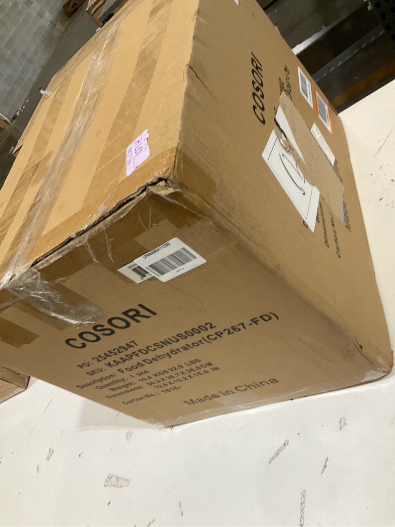 Condition photo showing As Is for cosori food dehydrator, bigger than 7 trays with large 6.5 ft² drying space, stainless steel trays, 600w faster drying, 165°f dehydrated dryer for jerky, dog treats, herbs, meat, fruit, yogurt, silver silver 6 trays (6.5ft² drying space)