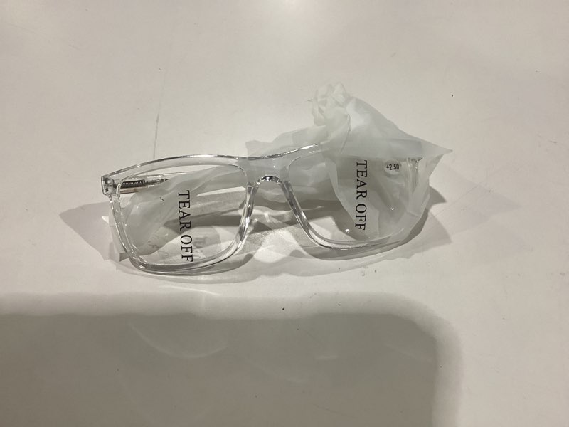 Condition photo showing New/Like New for mare azzuro oversized square reading glasses men large readers big face 1.00 1.25 1.50 1.75 2.00 2.25 2.50 2.75 3.00 3.50 4.00 5.00 6.00 (transparent, 2.5) transparent 2.5 x