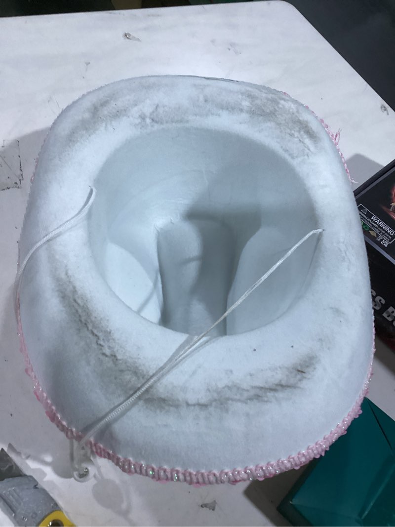 Rhode Island Novelty White Felt Cowgirl Hat with Pink Star, One per Order