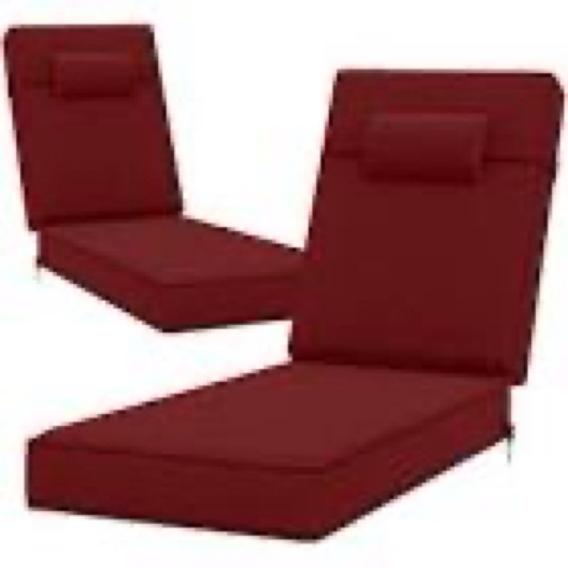 72 x 21 x 4 Inch Olefin Chaise Lounge Cushions, Lounge Chair Cushions with Headrest for Outdoor Furn