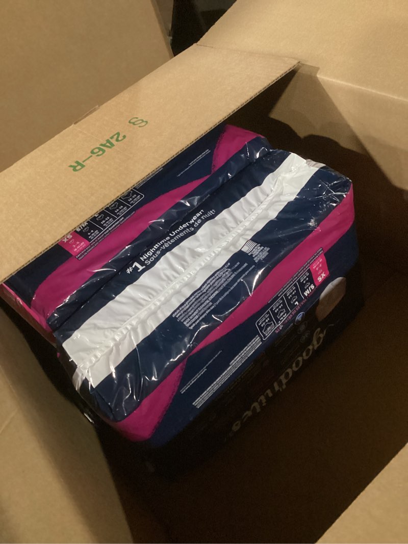 Condition photo showing Good Condition for Goodnites Girls' Nighttime Bedwetting Underwear, Size Extra Small (28-43 lbs), 99 Ct, Packaging May Vary X-Small 99