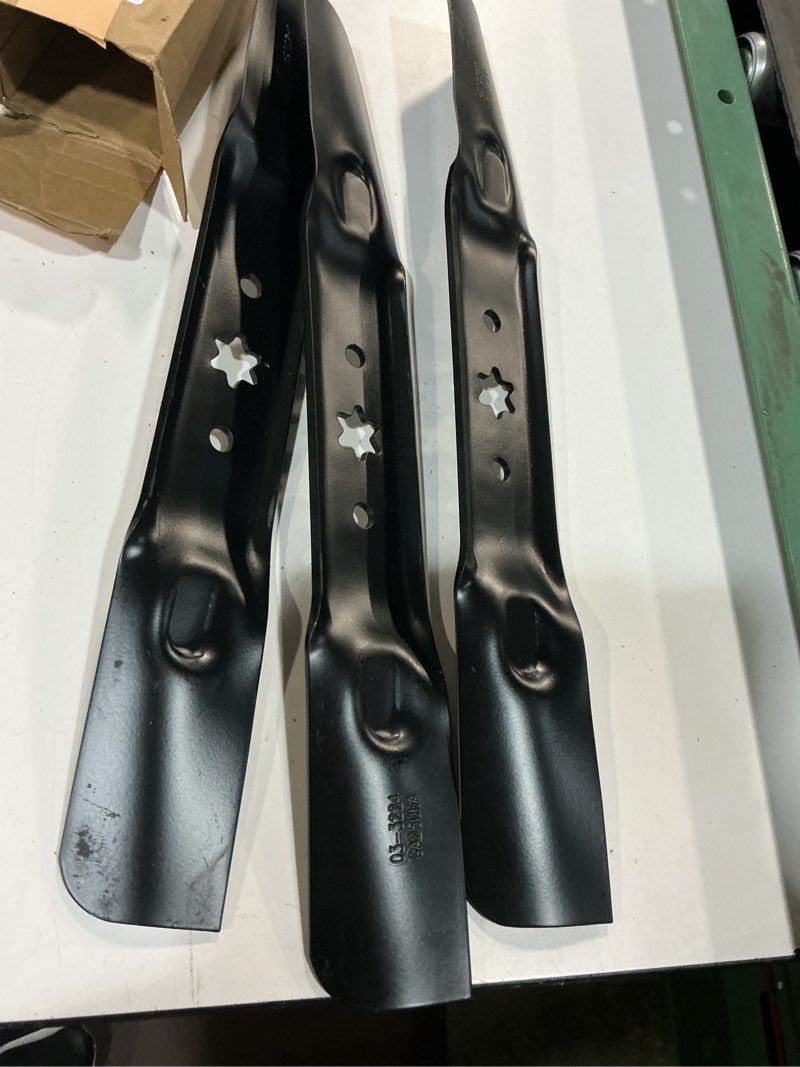 Condition photo showing As Is for hipa 3-pack 942-05056 high lift mower blades 6-point star set for cub cadet zt1 54 inch cutting deck lawn mower models ultima zt2-54 xt1-54 xt2-54 rzt54 rzt l54 s54 zero turn blades 942-05056-x