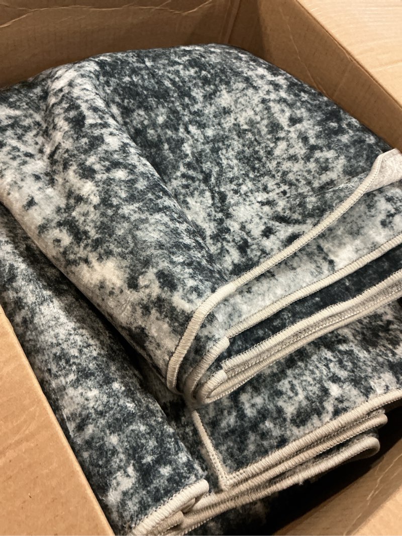 Condition photo showing As Is for 6x9 area rug living room rug: washable modern abstract soft thin rug indoor floor no slip stain resistant carpet for bedroom dining room farmhouse nursery home office - grey grey 6' x 9' (rectangular)